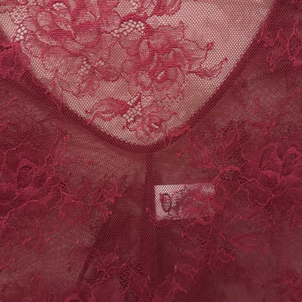 Parade | NWOT Women’s Red Floral Sheer Lace Long-Sleeve Bodysuit (size XS) - Picture 5 of 10